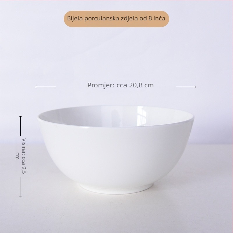 Zdjela od kostnoga porculana – okrugla, >36% kostnog praha, prilagodljiv uzorak, moguć otisak logotipa, mikrovalna sigurnost, moderni minimalistički stil, pogodna za hotele i restorane