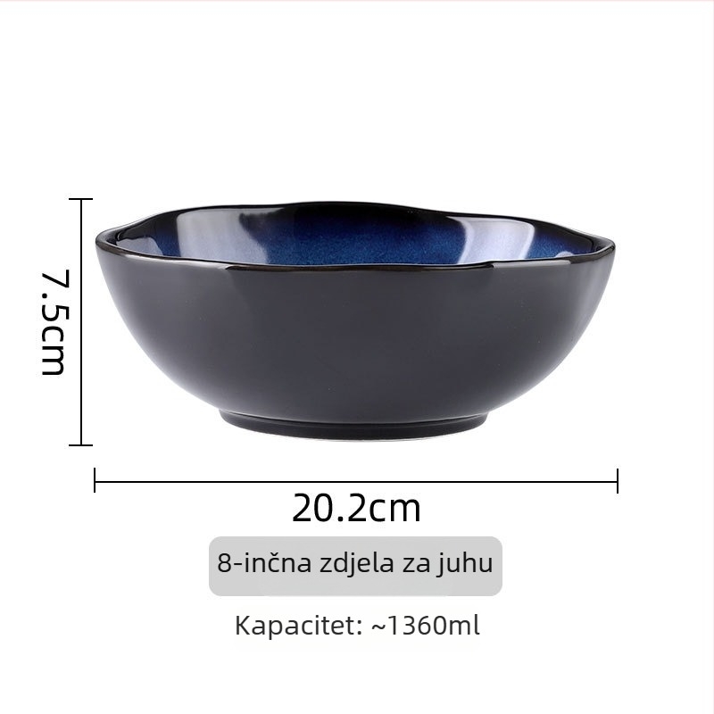 Komplet keramičkog posuđa od ojačanog porcelana, Kiln glaze uzorak, mikrovalna pećnica kompatibilna, tiskani logo, prilagodljivo
