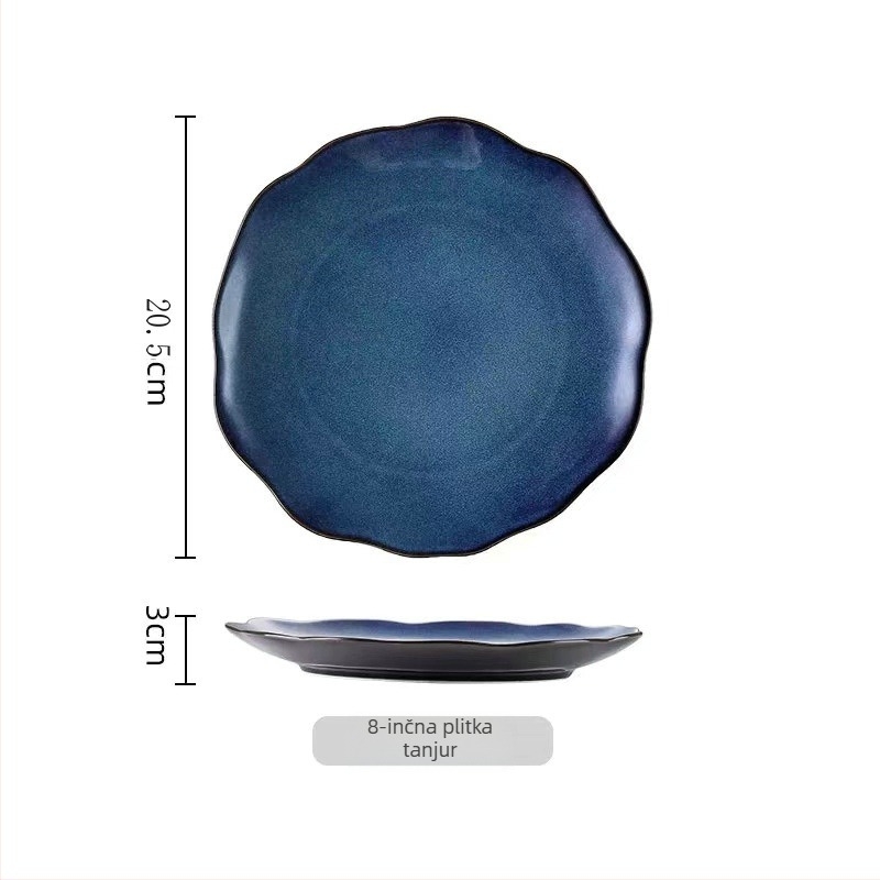 Komplet keramičkog posuđa od ojačanog porcelana, Kiln glaze uzorak, mikrovalna pećnica kompatibilna, tiskani logo, prilagodljivo