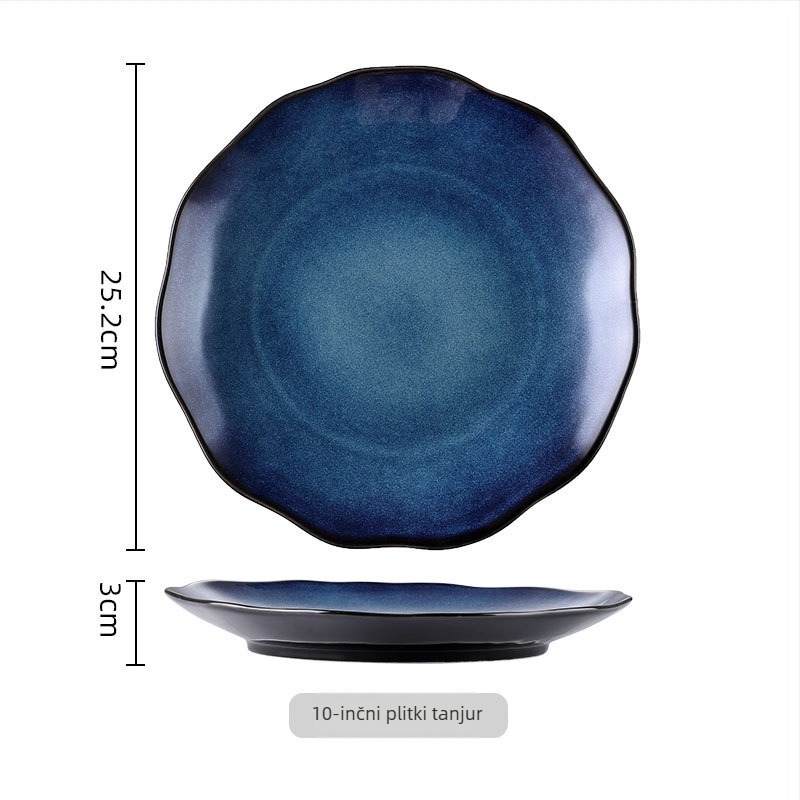 Komplet keramičkog posuđa od ojačanog porcelana, Kiln glaze uzorak, mikrovalna pećnica kompatibilna, tiskani logo, prilagodljivo