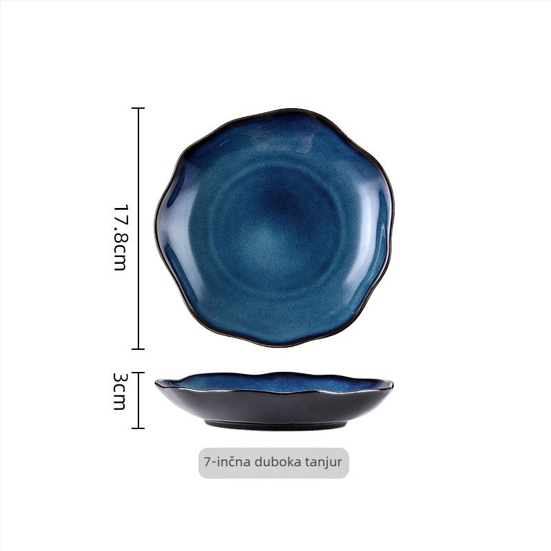 Komplet keramičkog posuđa od ojačanog porcelana, Kiln glaze uzorak, mikrovalna pećnica kompatibilna, tiskani logo, prilagodljivo