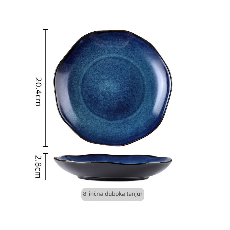 Komplet keramičkog posuđa od ojačanog porcelana, Kiln glaze uzorak, mikrovalna pećnica kompatibilna, tiskani logo, prilagodljivo