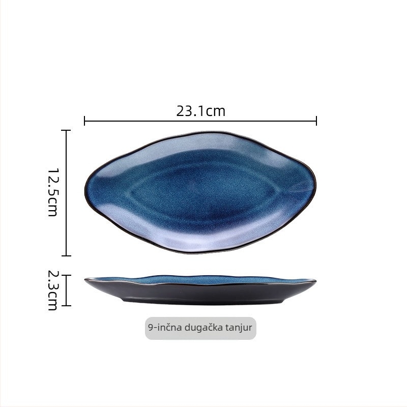 Komplet keramičkog posuđa od ojačanog porcelana, Kiln glaze uzorak, mikrovalna pećnica kompatibilna, tiskani logo, prilagodljivo