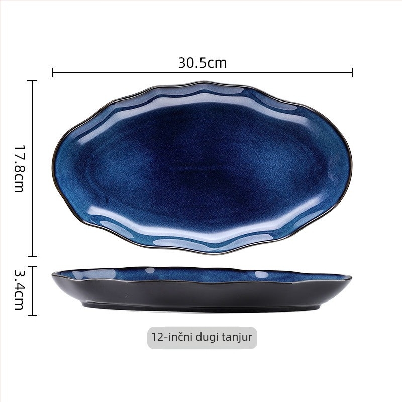 Komplet keramičkog posuđa od ojačanog porcelana, Kiln glaze uzorak, mikrovalna pećnica kompatibilna, tiskani logo, prilagodljivo