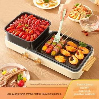 All-in-one električni lonac i roštilj za kućnu upotrebu, snaga 1201–1500 W, dubina unutarnjeg lonca 7 cm, unutarnja teflonska posuda, za 3–4 osobe