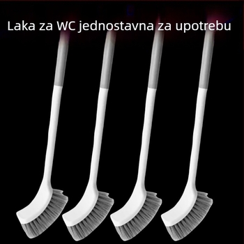 Četka za WC s debelim dugačkim držačem, mekane dlačice, montirana na zid, za klozete tipa squat (Materijal: spužva)
