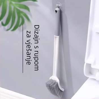 Četka za WC s debelim dugačkim držačem, mekane dlačice, montirana na zid, za klozete tipa squat (Materijal: spužva)
