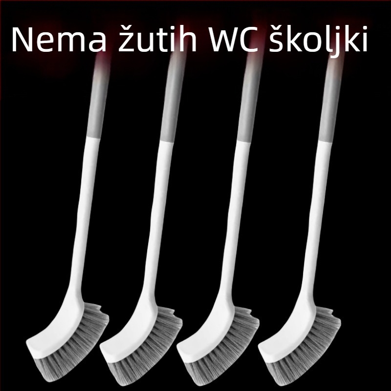 Četka za WC s debelim dugačkim držačem, mekane dlačice, montirana na zid, za klozete tipa squat (Materijal: spužva)