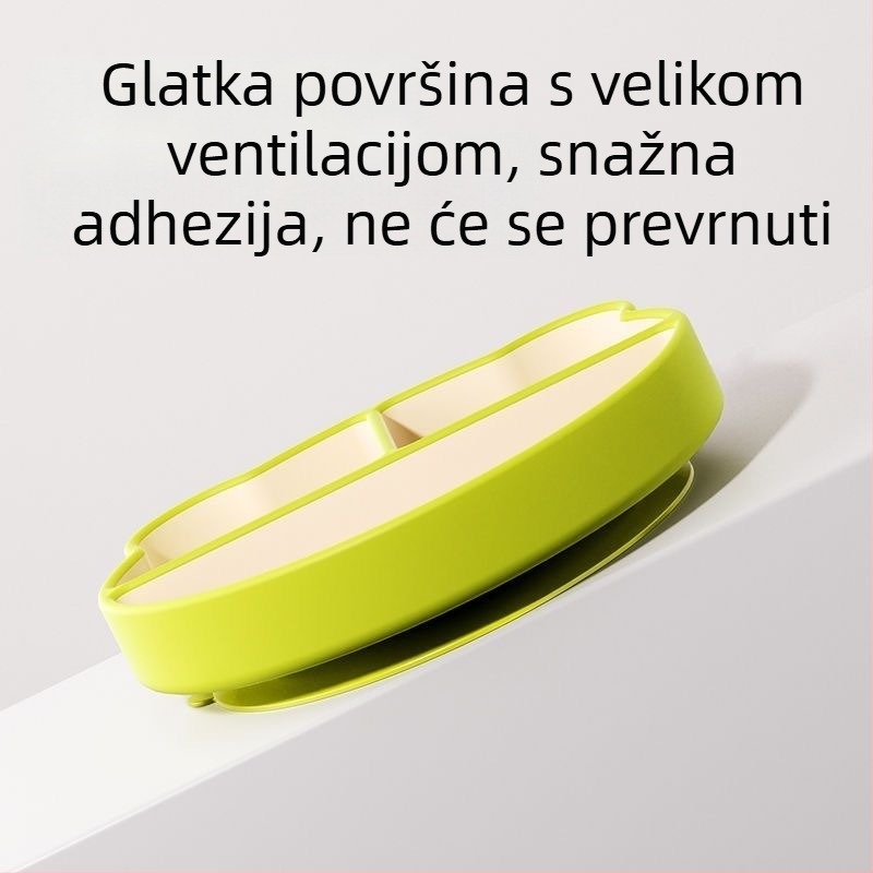 Silikonska dječja pločica s integriranom usisnom podlogom i 3 odjeljka, za djecu od 24 mjeseca