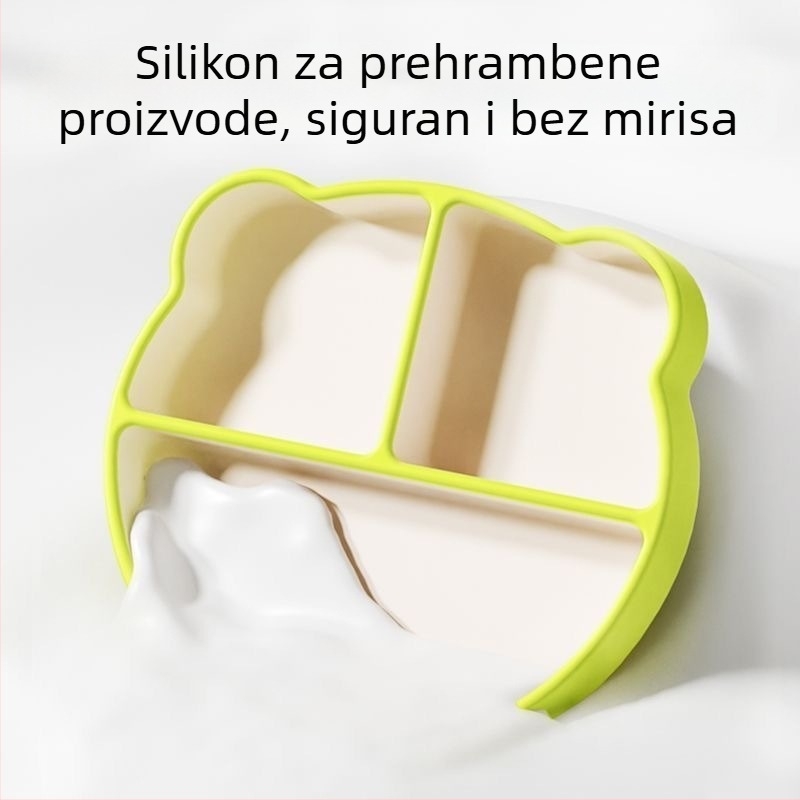 Silikonska dječja pločica s integriranom usisnom podlogom i 3 odjeljka, za djecu od 24 mjeseca
