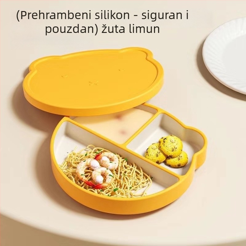 Silikonska dječja pločica s integriranom usisnom podlogom i 3 odjeljka, za djecu od 24 mjeseca