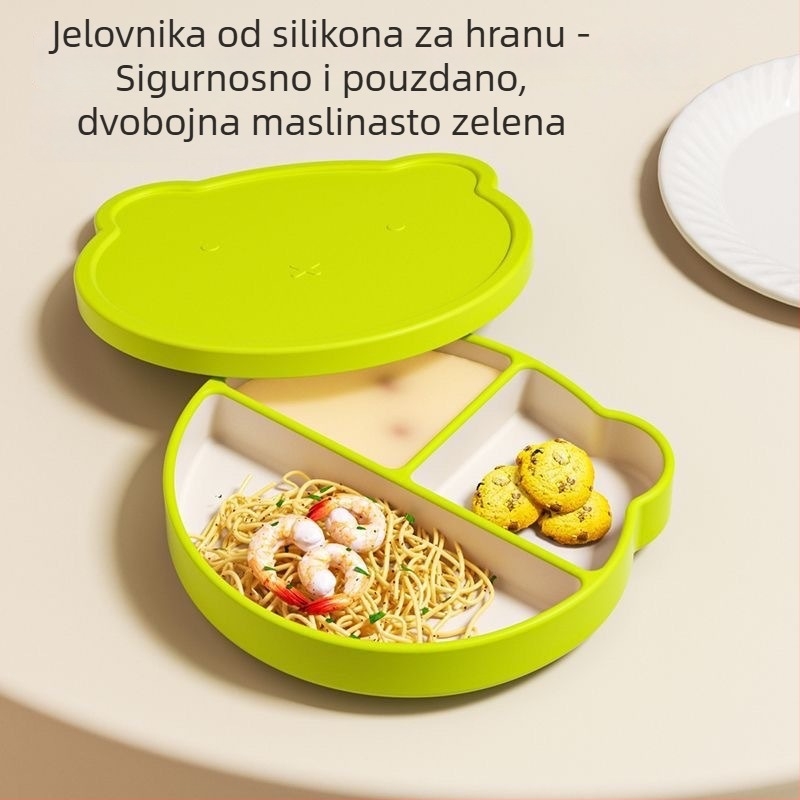 Silikonska dječja pločica s integriranom usisnom podlogom i 3 odjeljka, za djecu od 24 mjeseca