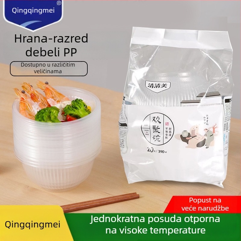 Jednokratna kutija za obrok, PP materijal, mikrotalasna kompatibilnost, 20 komada, kvaliteta hrane