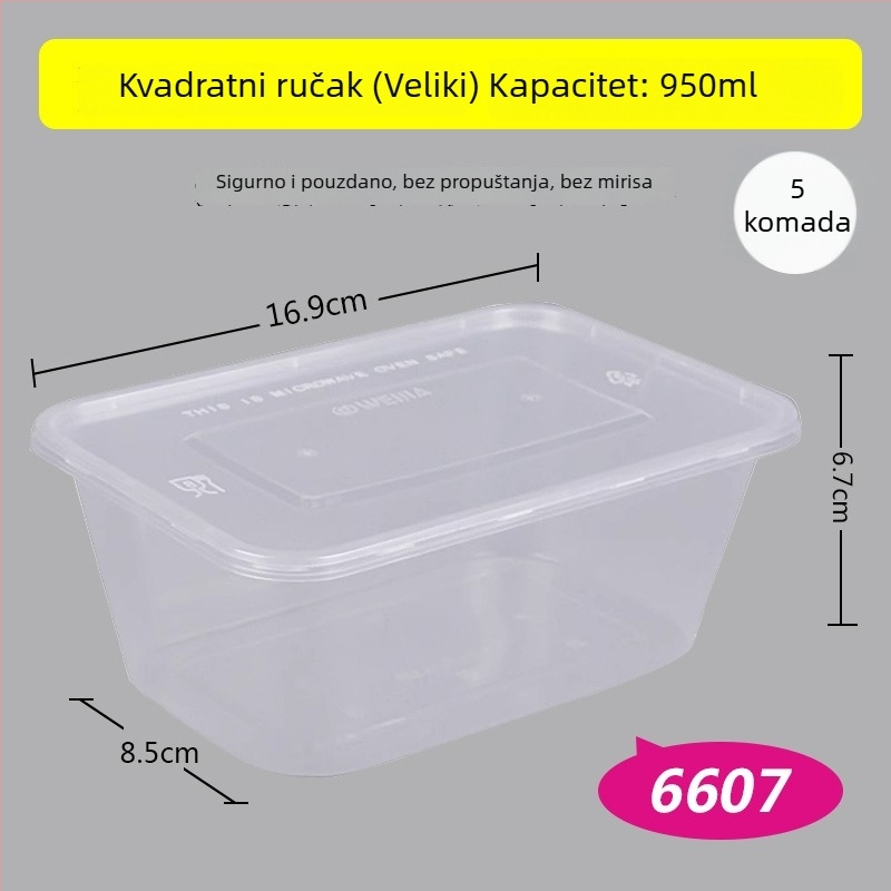 Jednokratna kutija za obrok, PP materijal, mikrotalasna kompatibilnost, 20 komada, kvaliteta hrane