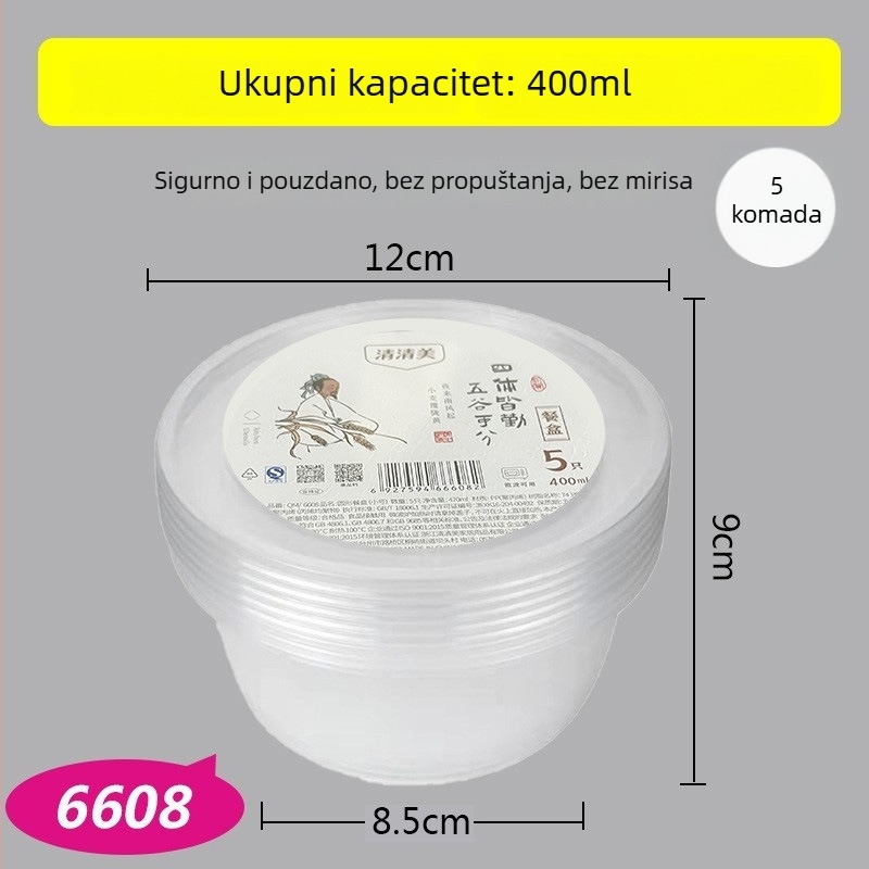 Jednokratna kutija za obrok, PP materijal, mikrotalasna kompatibilnost, 20 komada, kvaliteta hrane