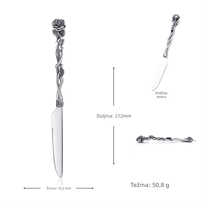 Set pribora od nehrđajućeg čelika, zapadni stil, 3 dijela, ručno izrađeno, prilagodljivo, visoka kvaliteta, lagani luksuz retro stil