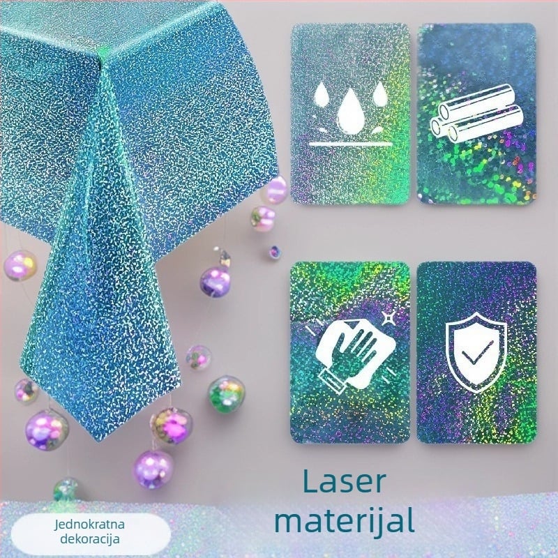 Jednokratni plastični laserski stolnjak – pravokutan, točkasti uzorak, tisak logotipa moguć, prilagodljivo