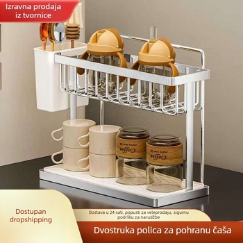 Stalak za čaše od nehrđajućeg čelika, stolni dvostruki držač čaša, bez bušenja, 150 g