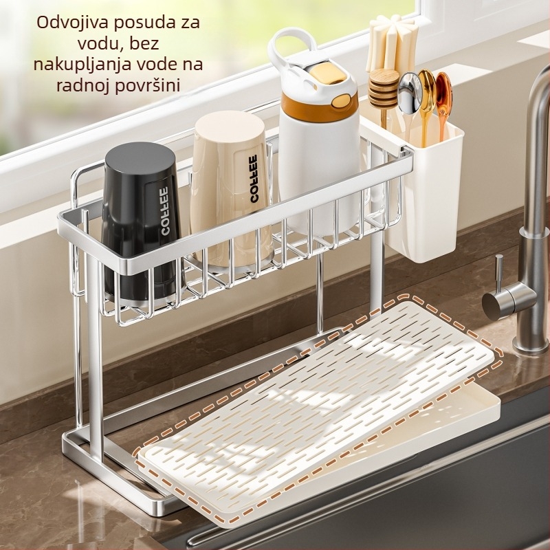 Stalak za čaše od nehrđajućeg čelika, stolni dvostruki držač čaša, bez bušenja, 150 g