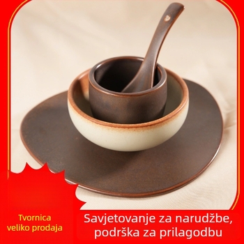 Porcelanski set posuđa u planinskom stilu za restoran s hot pot — 5-dijelni komplet šalice, zdjele i tanjura, glazirana površina, mogućnost otiska logotipa, prilagodljiv