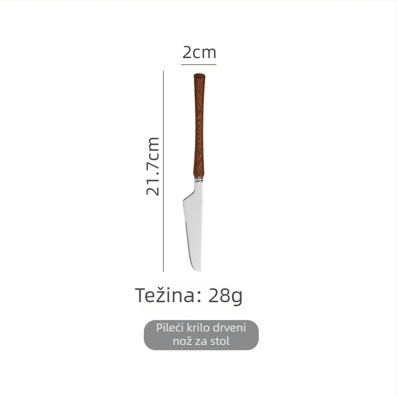 Set pribora za jelo (nož, vilica i žlica) od 304 nehrđajućeg čelika – ogledni završni sloj – ručna izrada – retro stil
