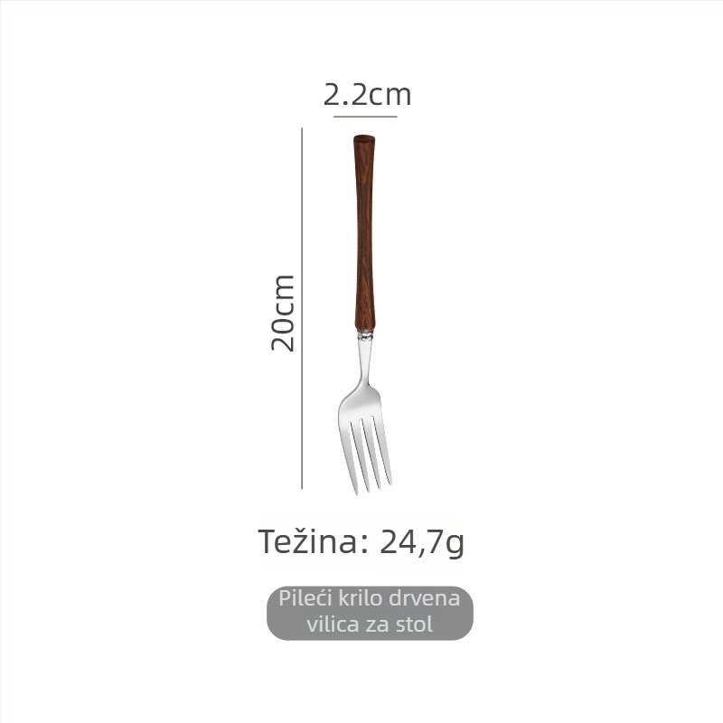 Set pribora za jelo (nož, vilica i žlica) od 304 nehrđajućeg čelika – ogledni završni sloj – ručna izrada – retro stil
