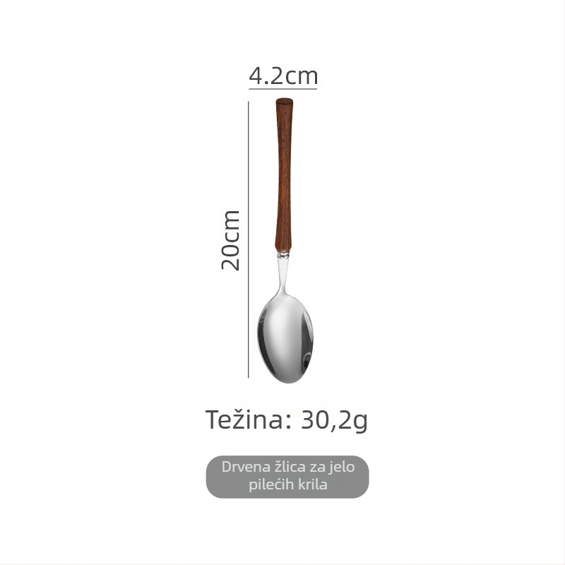 Set pribora za jelo (nož, vilica i žlica) od 304 nehrđajućeg čelika – ogledni završni sloj – ručna izrada – retro stil