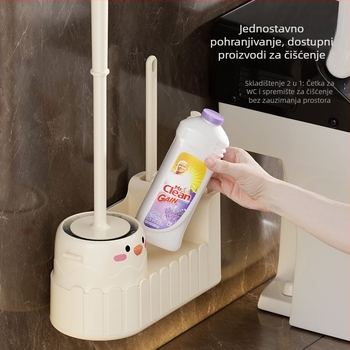Set četkica za WC, zidni držač, duga drška, plastični, 1 komad