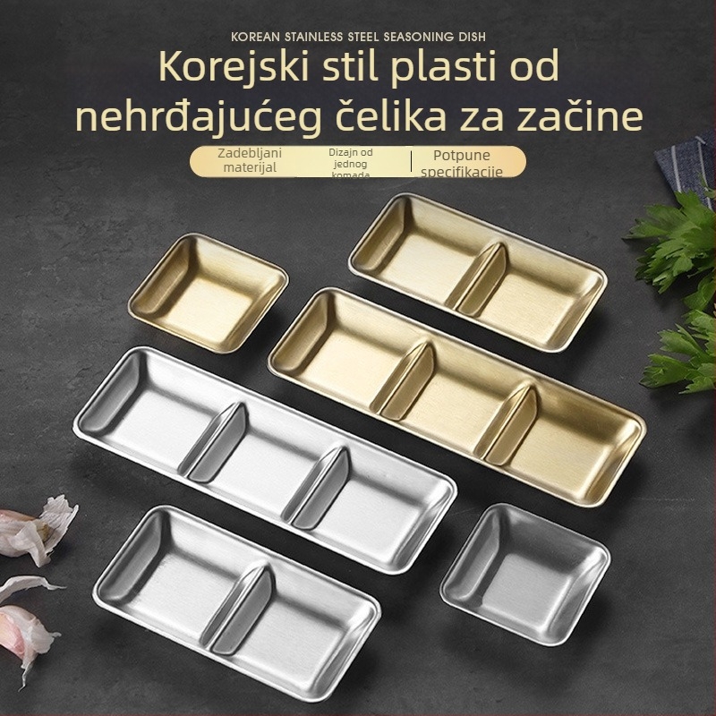 Korejski stil roštilj ploča za začine od 304 nerđajućeg čelika, pravokutna, vanjskog stila, nije pogodna za mikrovalnu