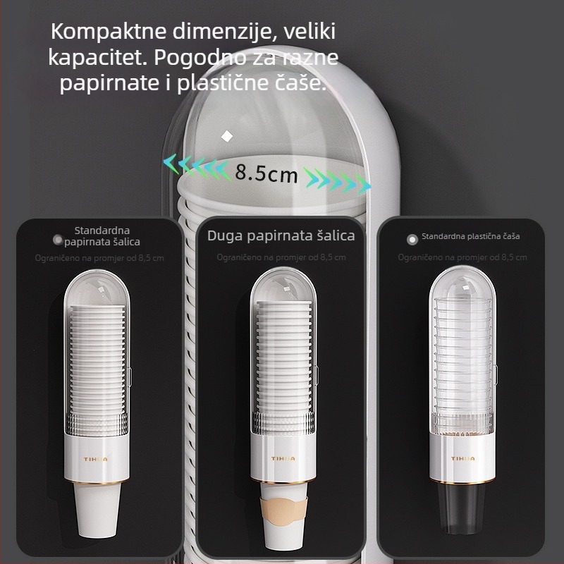 Držač čaša za zid — plastični, bez bušenja, težina 210 g, specifikacije S35001.