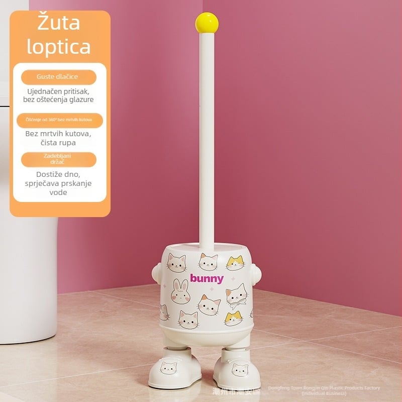 Set četke za WC s dugim drškom i bazom – plast, karikatura dizajn, čisti sve kutove