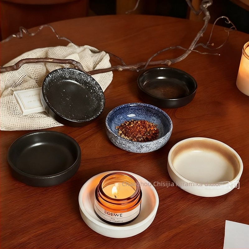 Keramična posudica za umak u japanskom stilu, okrugla, mikrovalna kompatibilna, glazirana pećnicom