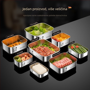 Pravokutna kutija za ručak od 304 nehrđajućeg čelika s poklopcem, prehrambena kvaliteta, velika kapaciteta, zatvorena i prenosiva