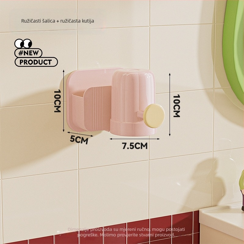 Regal za četkice za zube i pastu – zidni, plastični, moderni minimalistički stil, spremište u kupaonici, 1 razina