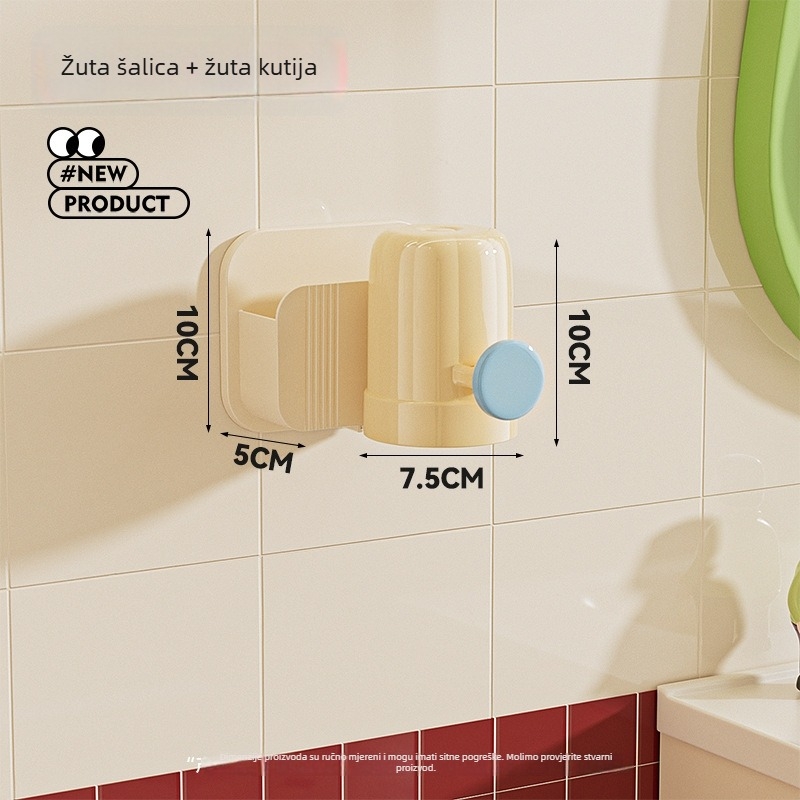 Regal za četkice za zube i pastu – zidni, plastični, moderni minimalistički stil, spremište u kupaonici, 1 razina