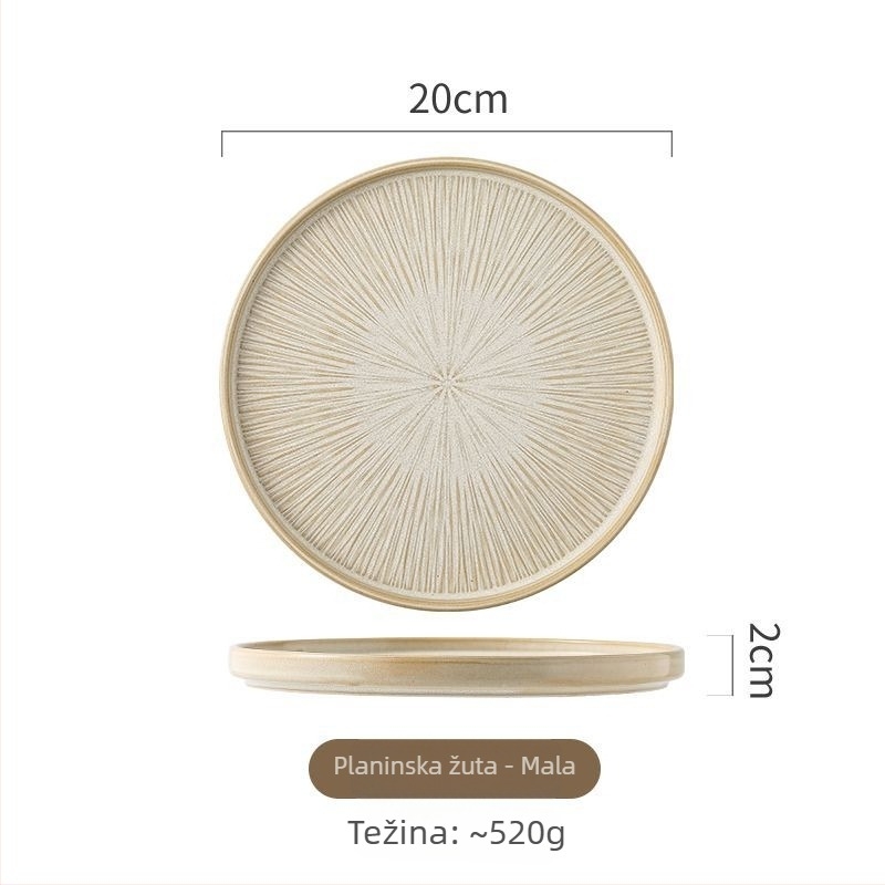 Porcelanski plosnati tanjur, prugasti uzorak, okruglog oblika, japanski stil
