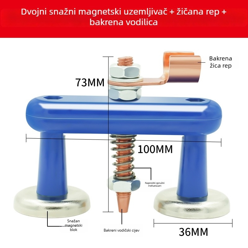 Zavarivački pomoćni alat: magnetska zemna kliješta s fiksnim magnetom