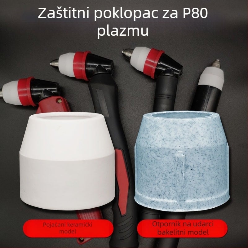 P80 plazma pištolj s porcelinskom mlaznicom, zaštitni kućište protiv pada, za LGK100/120A; rezanje 0–30 mm; radni plin: zrak; model mlaznice: P80