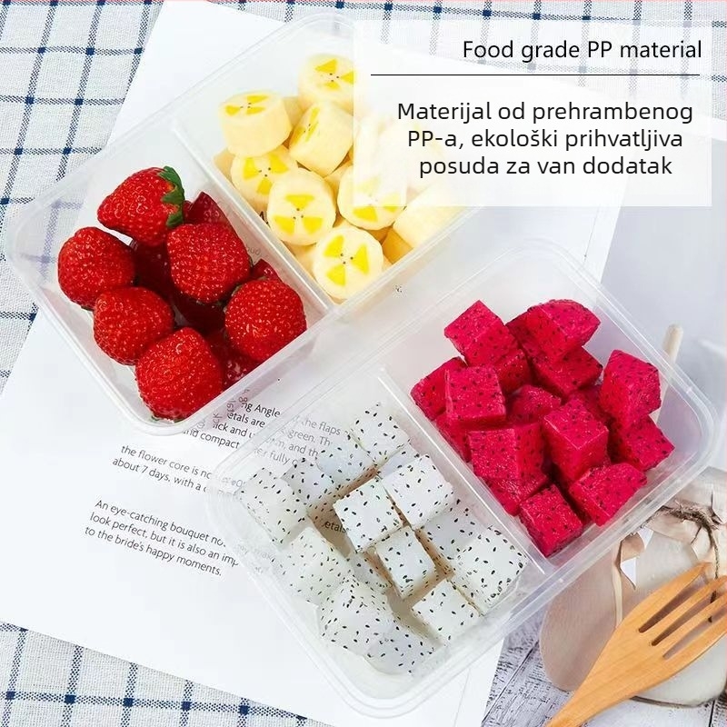 Jednokratna dvodijelna kutija za obrok, prozirni plastični materijal, kompatibilna s mikrovalnom pećnicom
