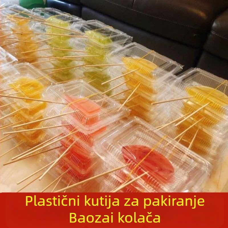 Kutija Bowl Cake – prozirna plastična, pravokutna s poklopcem, za štand, logotip sitotiskom, mogućnost prilagodbe