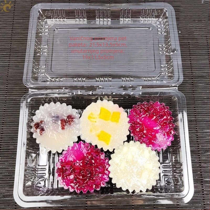 Kutija Bowl Cake – prozirna plastična, pravokutna s poklopcem, za štand, logotip sitotiskom, mogućnost prilagodbe