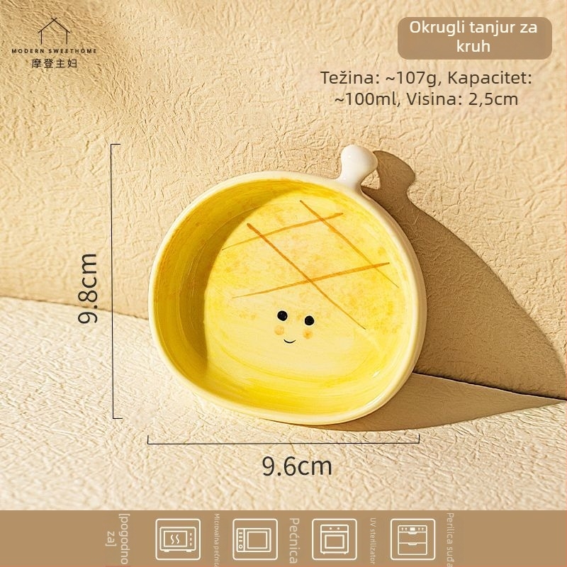 Keramička zdjela za dip, oblik kruha, nordijski stil, pogodna za sojin umak i začine, moguć tisk logotipa