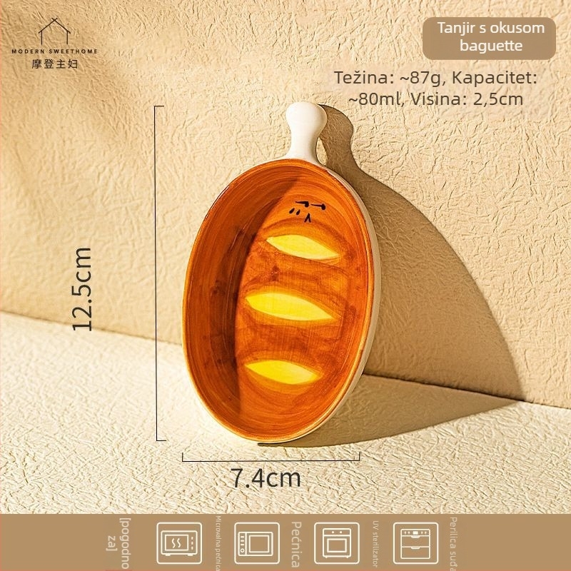 Keramička zdjela za dip, oblik kruha, nordijski stil, pogodna za sojin umak i začine, moguć tisk logotipa