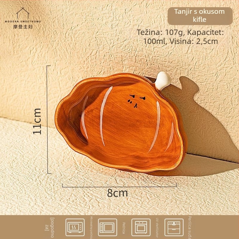 Keramička zdjela za dip, oblik kruha, nordijski stil, pogodna za sojin umak i začine, moguć tisk logotipa