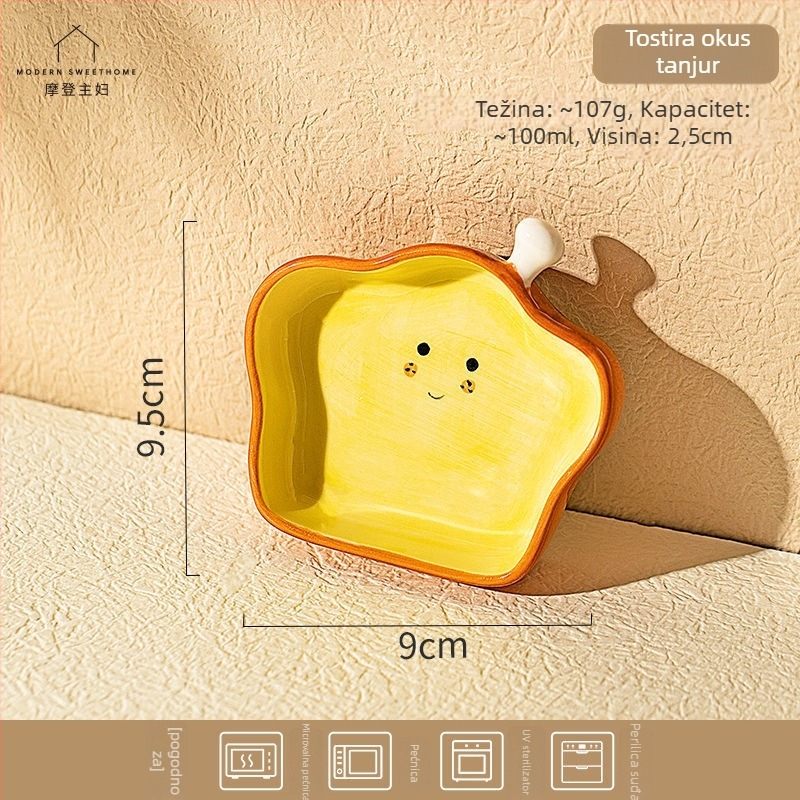 Keramička zdjela za dip, oblik kruha, nordijski stil, pogodna za sojin umak i začine, moguć tisk logotipa