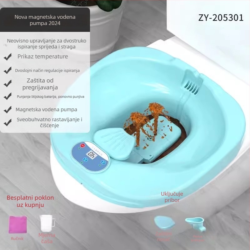 Električna sjedeća kada za hemorrhoide – plastika, kompatibilno s zahodom