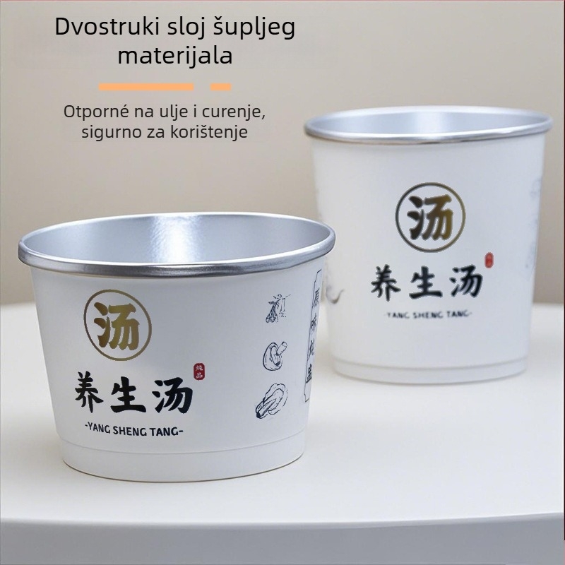 Jednokratna papirnata zdjela za juhu, debeli i vrhunski dizajn, tisak logotipa i prilagodba dostupni