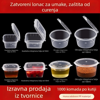 Jednokratna prozirna PET posuda za umak s poklopcem, za ponijeti, 1000 kom