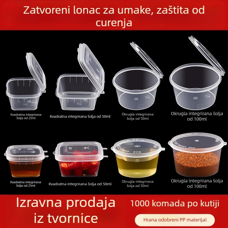 Jednokratna prozirna PET posuda za umak s poklopcem, za ponijeti, 1000 kom