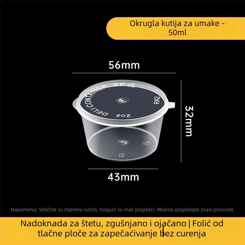 Jednokratna prozirna PET posuda za umak s poklopcem, za ponijeti, 1000 kom